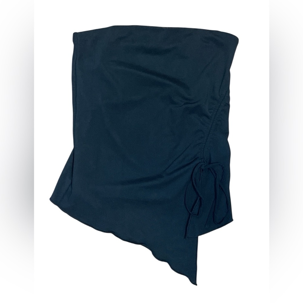 Garage Black Asymmetrical Hem Tube Top with ruche detail on one side